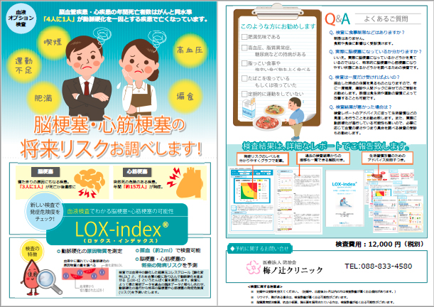 脳梗塞・心筋梗塞の将来リスクお調べします（LOX-index）